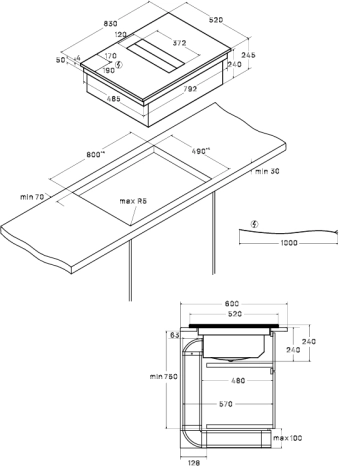 Индукционная варочная панель со встроенной вытяжкой VHH8462B