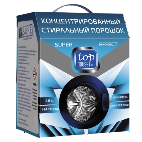Концентрированный стиральный порошок TOP HOUSE Super Effect 3600 г (180742)